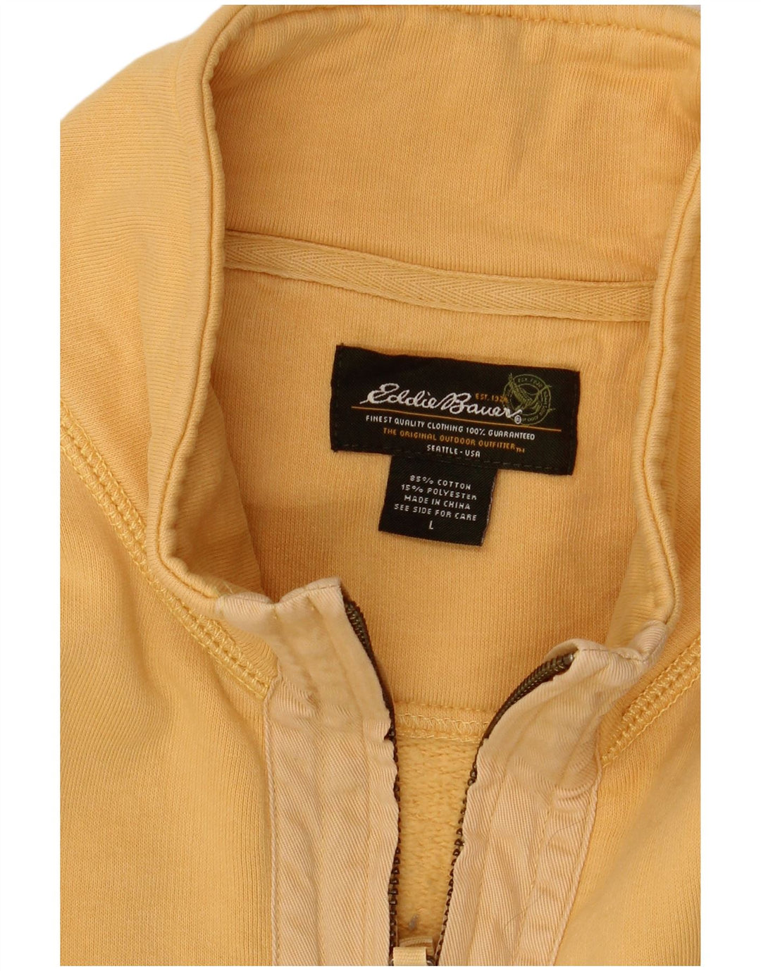 Ανδρικό φούτερ με φερμουάρ Eddie Bauer, Jumper, μεγάλο κίτρινο βαμβακερό