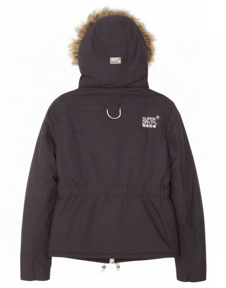 Superdry γυναικείο μπουφάν με κουκούλα αντιανεμικό UK 12 Medium Grey Polyester