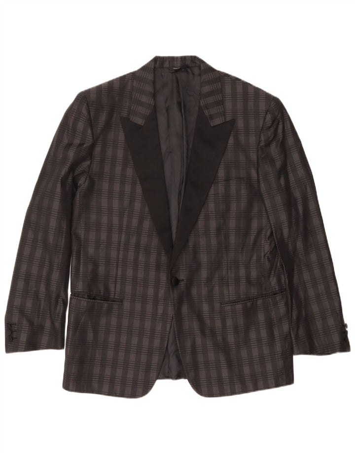 Ανδρικό μπουφάν μπλέιζερ BOCCHESE 1 κουμπιού IT 52 XL Grey Check Silk