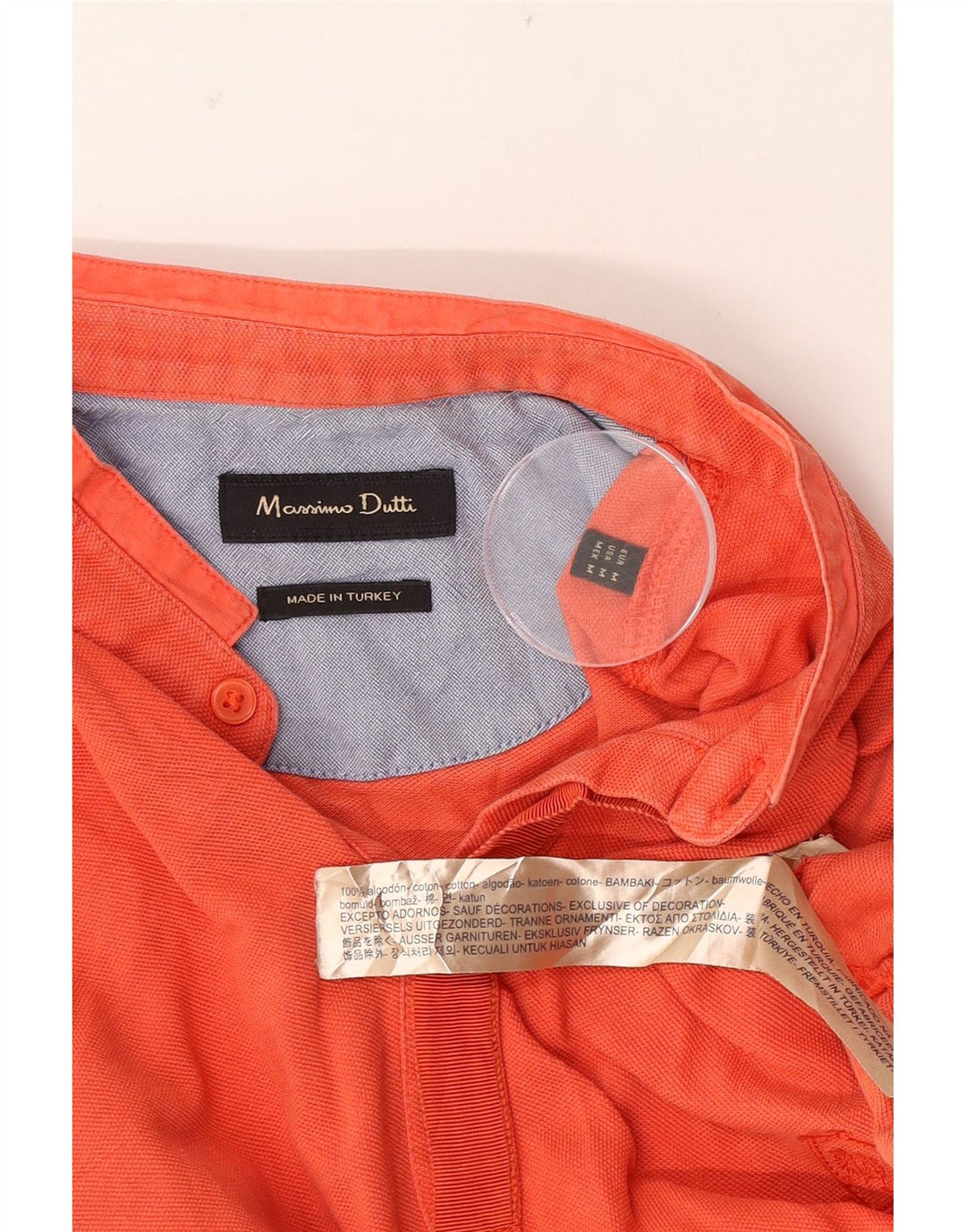 Ανδρικό μπλουζάκι πόλο Massimo Dutti, μεσαίο πορτοκαλί βαμβακερό
