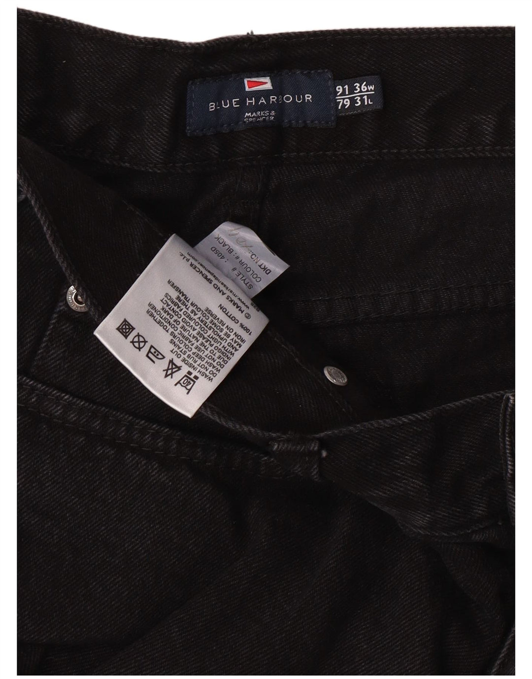MARKS & SPENCER Ανδρικό μπλε Harbor Straight Jeans W36 L31 Black Classic