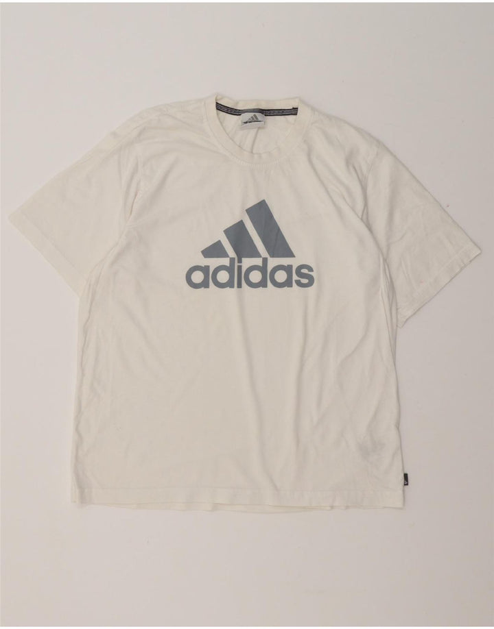 Ανδρικό γραφικό μπλουζάκι ADIDAS Top μεγάλο λευκό βαμβακερό