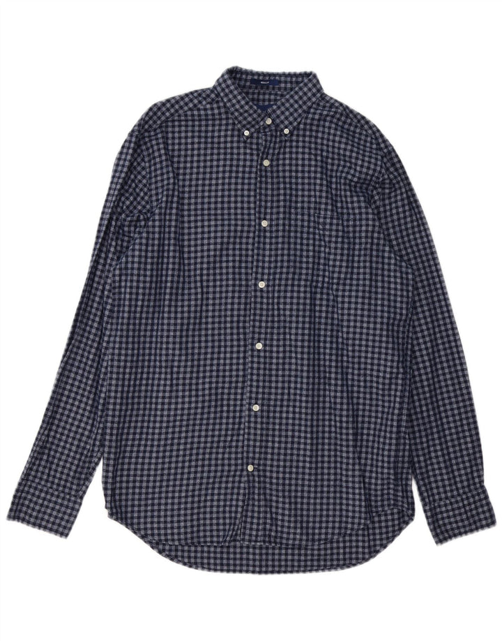 Ανδρικό φανελένιο πουκάμισο GANT 41/42 16 1/2 Large Navy Blue Gingham
