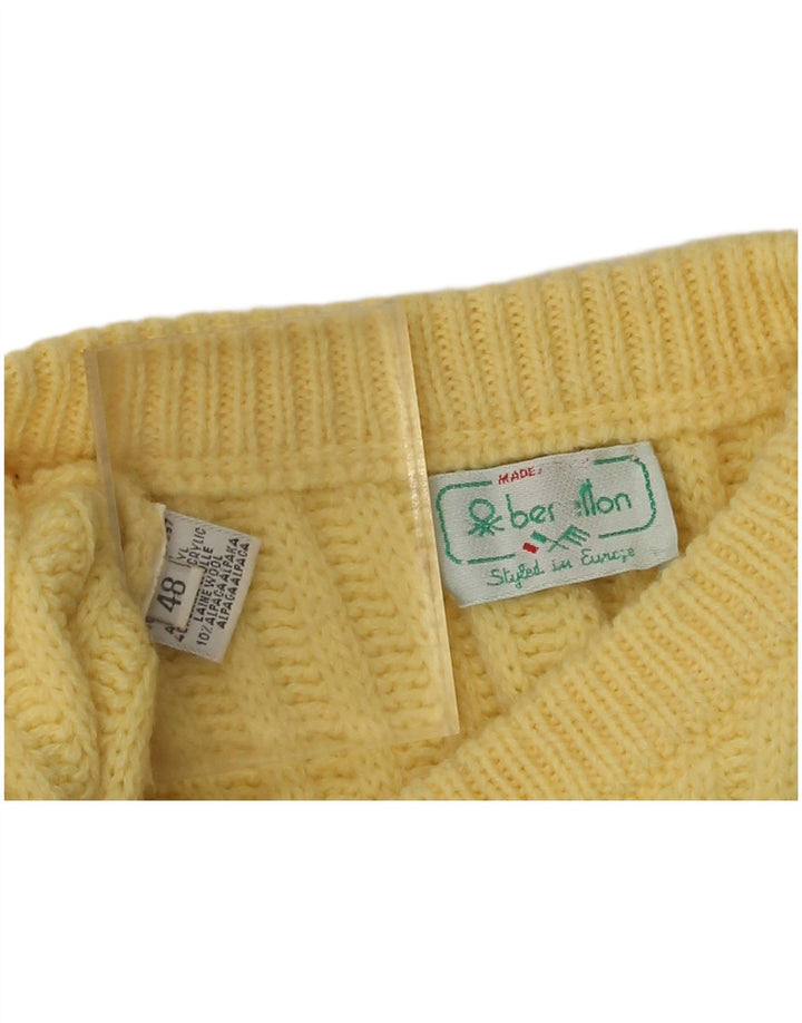 Ανδρικό πουλόβερ Benetton Crew Neck Jumper IT 48 Medium Yellow Acrylic