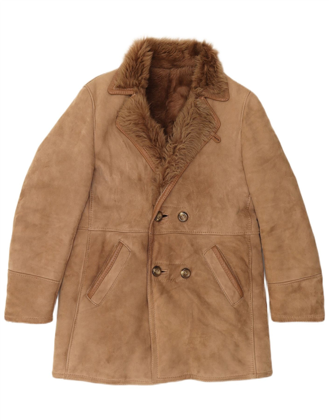 Vintage Ανδρικό Μπουφάν Shearling IT 50 Large Brown Leather