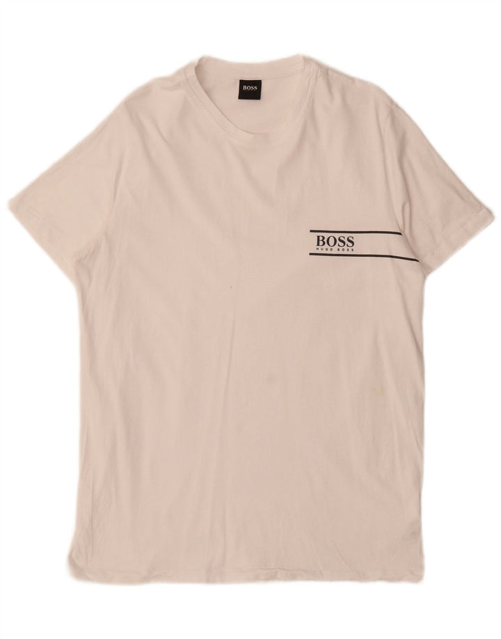 Ανδρικό γραφικό T-Shirt Hugo Boss Τοπ μεσαίο λευκό βαμβακερό
