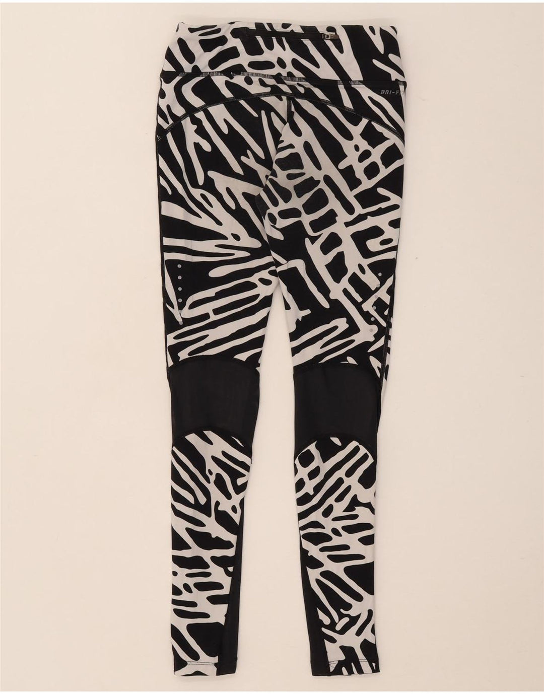 Γυναικεία κολάν NIKE Dri Fit Abstract Pattern UK 8 Small Black Nylon