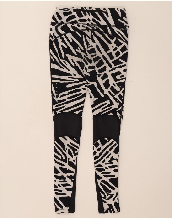 Γυναικεία κολάν NIKE Dri Fit Abstract Pattern UK 8 Small Black Nylon