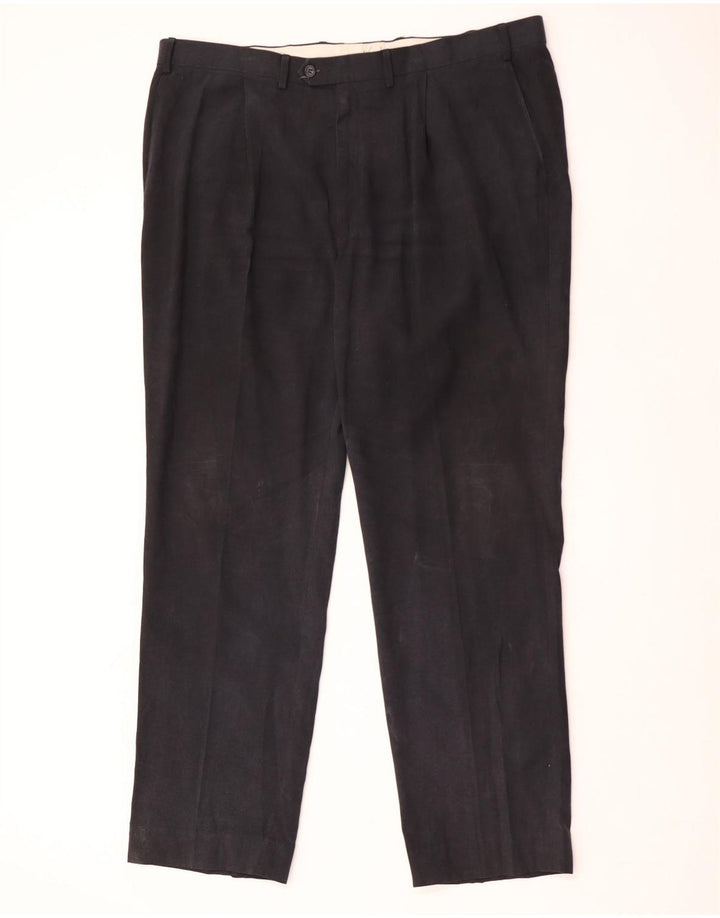 Marks & Spencer Ανδρικό παντελόνι με καρφίτσα W42 L33 Navy Blue Lyocell