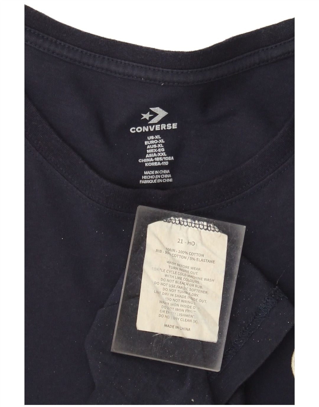 Ανδρικό T-Shirt CONVERSE Top XL Navy Blue Cotton