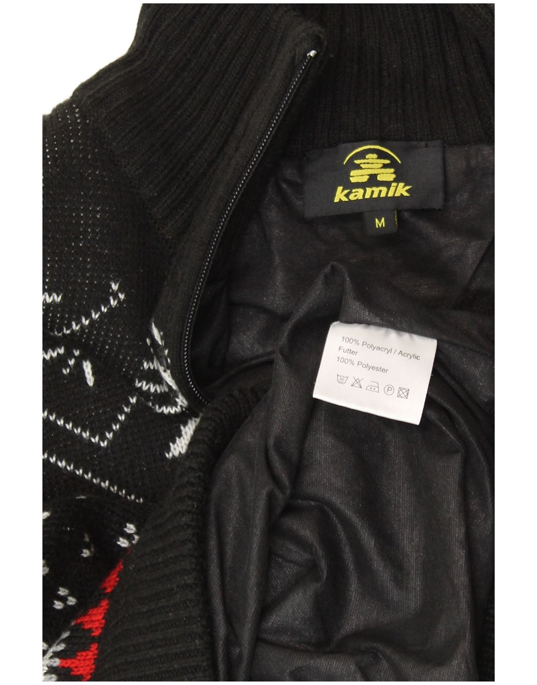 Ανδρικό πουλόβερ με φερμουάρ VINTAGE Medium Black Fair Isle Polyacrylic