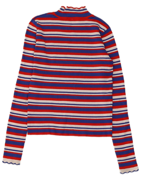 Zara Γυναικεία Crop Top μακρυμάνικη UK 8 Μικρή πολύχρωμη ριγέ βισκόζη