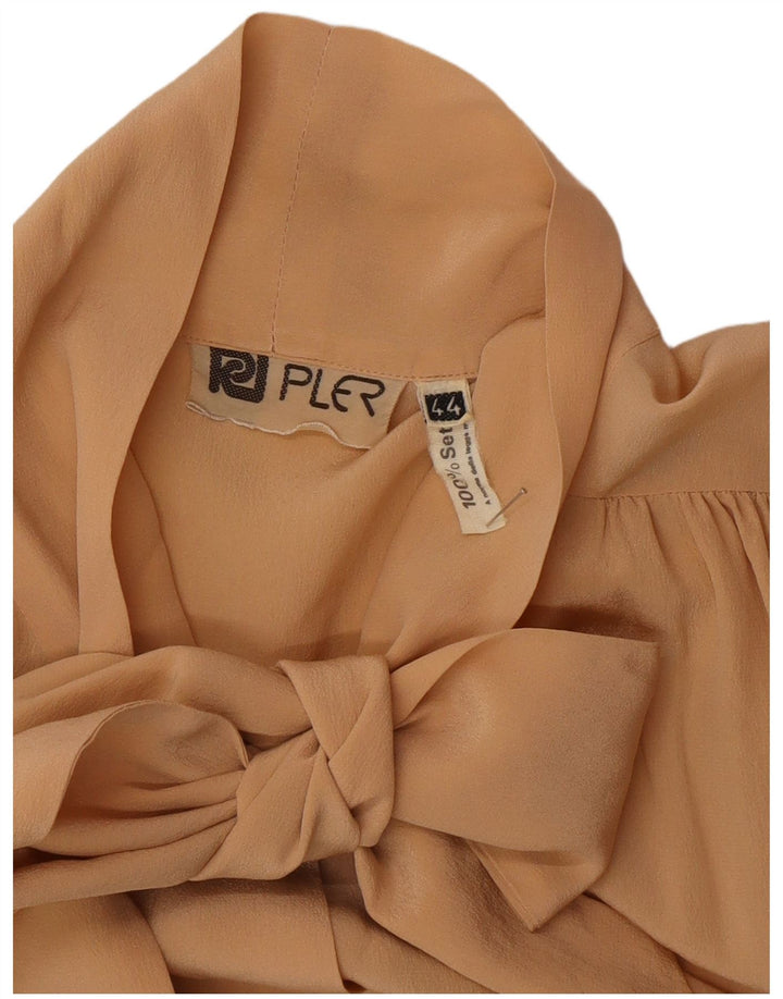 Vintage γυναικείο πουκάμισο με γραβάτα μπλούζα IT 44 Medium Beige Silk