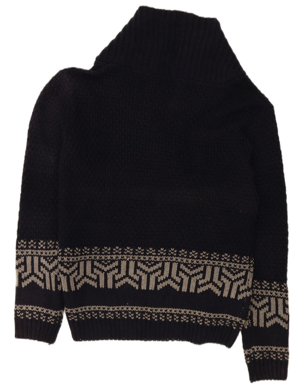 Vintage Ανδρικό Σάλι Ζακέτα με λαιμόκοψη XL Μπλε Navy Geometric