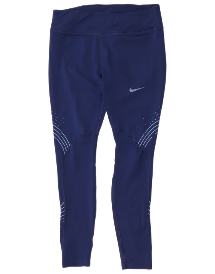 Γυναικεία κολάν Nike Dri Fit UK 14 Large Navy Blue γεωμετρικός πολυεστέρας