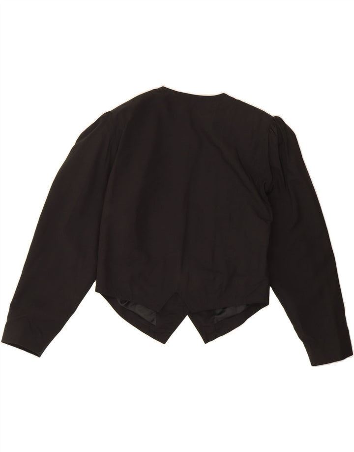 VINTAGE Womens Crop Double Breasted Blazer Jacket EU 38 Medium Black Vintage Vintage and Second-Hand Vintage from Messina Hembry 