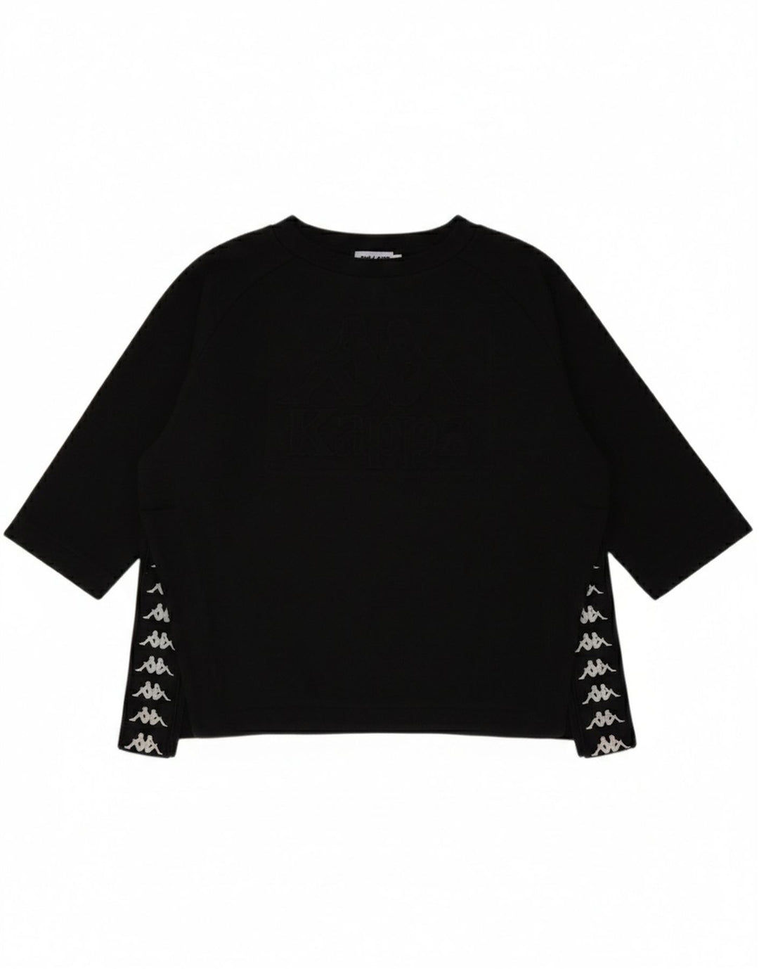 Kappa Womens Crop Graphic Top 3/4 Sleeve UK 14 Medium Black