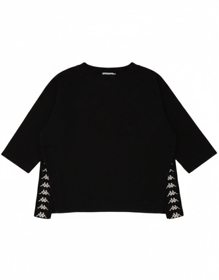 Kappa Womens Crop Graphic Top 3/4 Sleeve UK 14 Medium Black