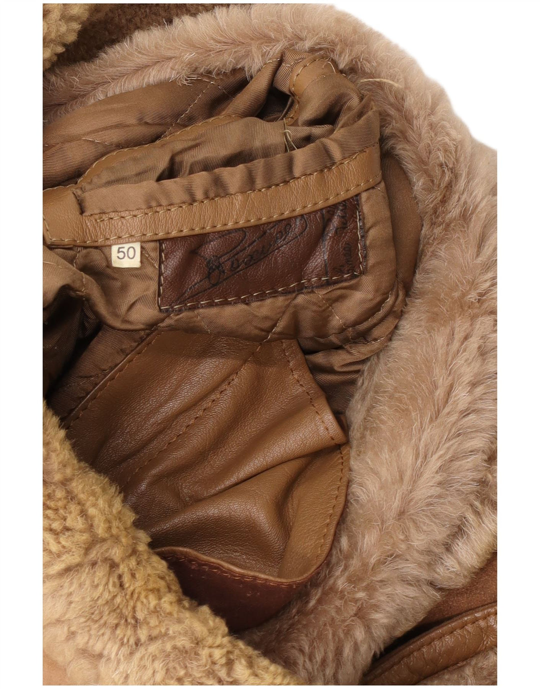 Vintage Ανδρικό Shearling Jacket IT 50 Large Beige