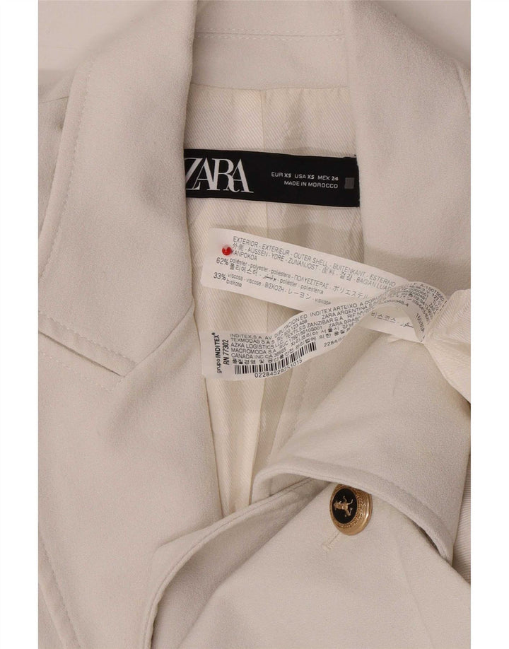 Zara Γυναικείο Μπουφάν Blazer με διπλό στήθος UK 6 XS Λευκός Πολυεστέρας
