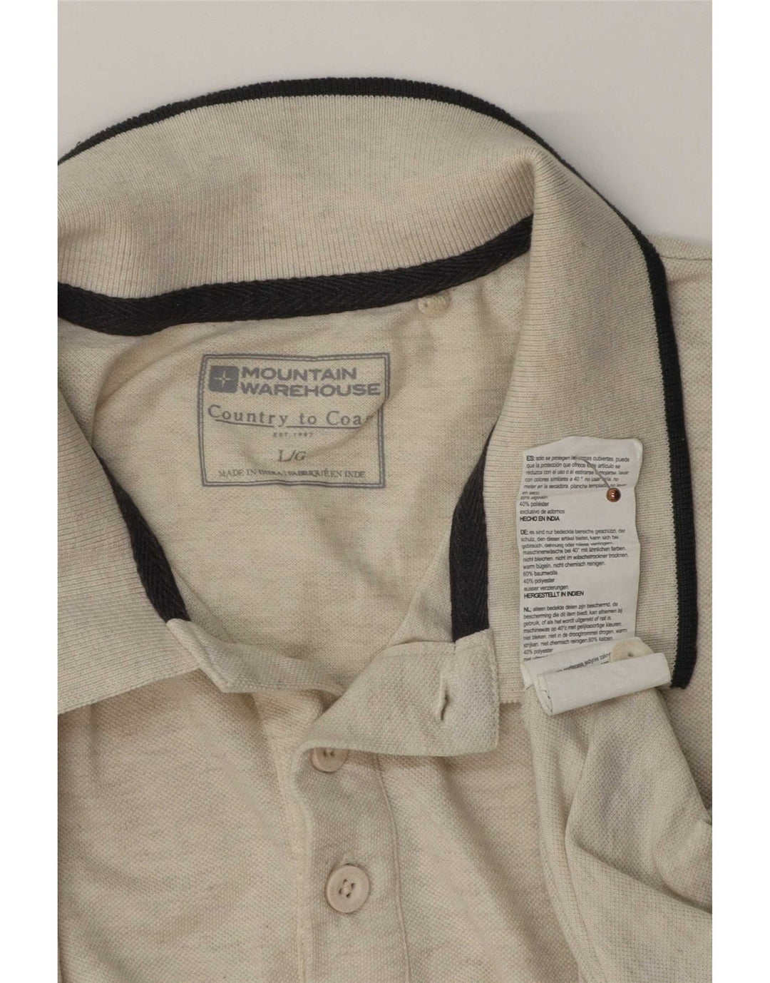 Mountain Warehouse Ανδρικό Πόλο Μπλουζάκι Μεγάλο Μπεζ Βαμβακερό