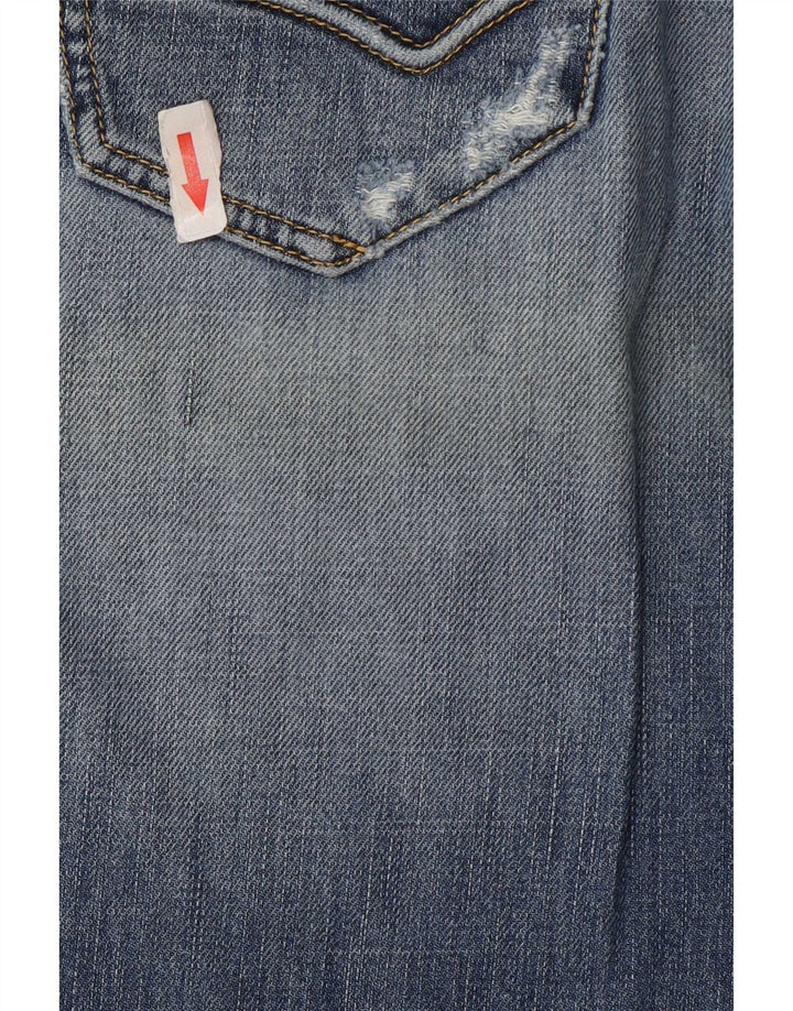 Gas Womens Distressed Straight Jeans W30 L30 Blue Cotton