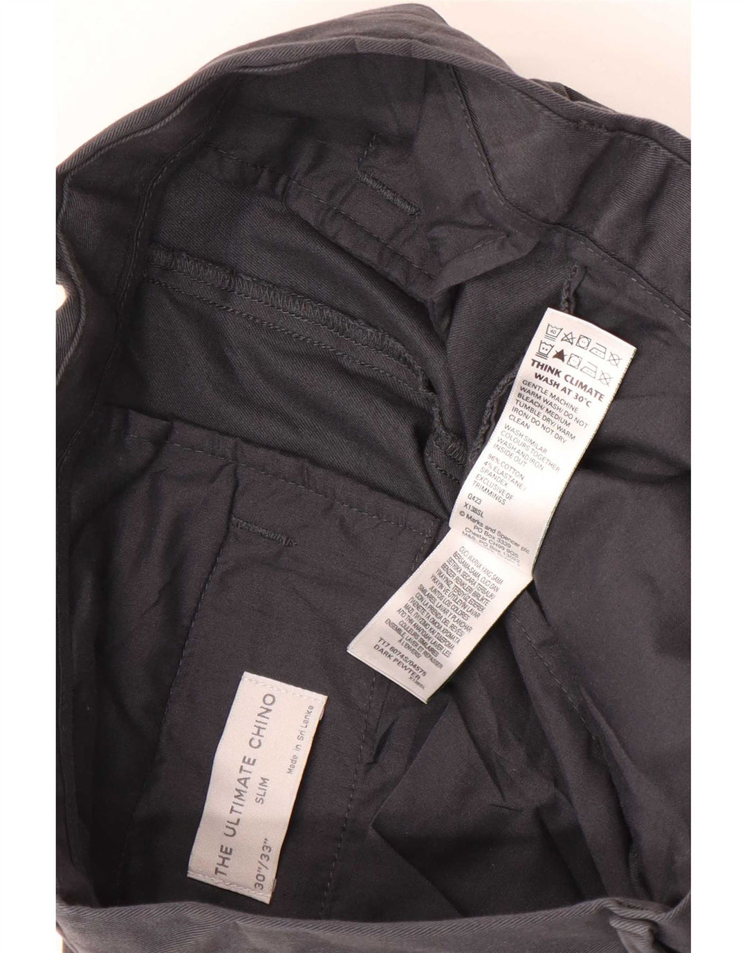Ανδρικό παντελόνι Chino Marks & Spencer W30 L33 Γκρι βαμβακερό
