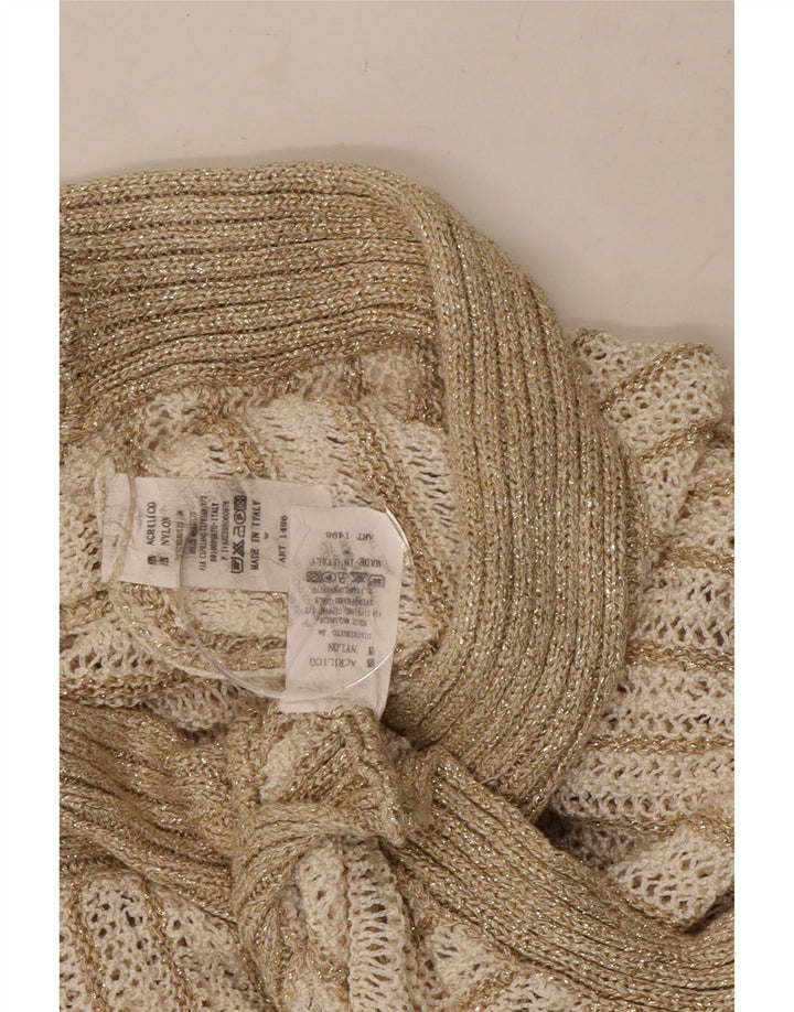 Vintage γυναικεία φούστα 2 τεμαχίων UK 8 Small W26 μπεζ ριγέ ακρυλικό