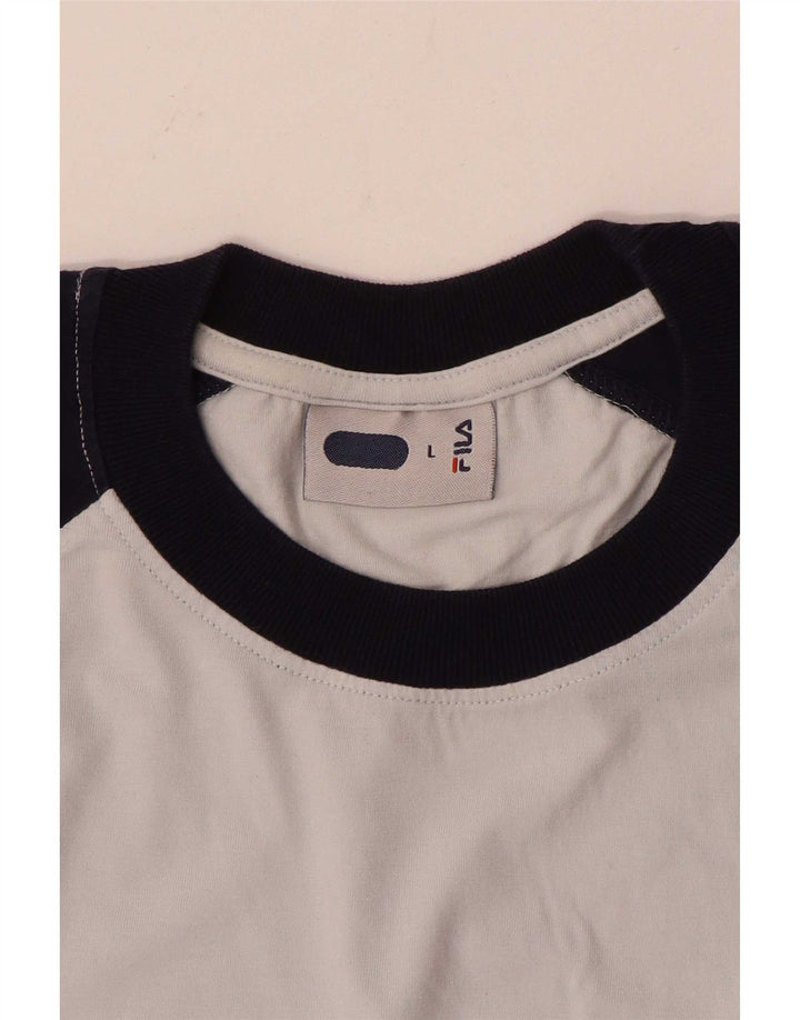 Ανδρικό T-Shirt Fila Top Large Grey Colourblock Βαμβακερό