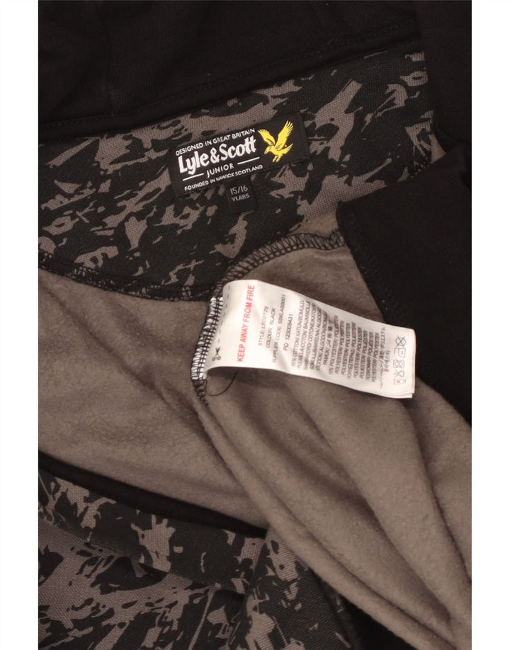 Πουλόβερ με κουκούλα με φερμουάρ Lyle & Scott Boys Abstract Pattern Μαύρο 15-16 ετών