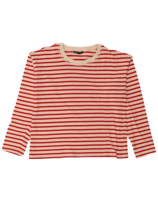 Zara γυναικείο υπερμεγέθη τοπ μακρυμάνικο UK 10 Small Off White ριγέ