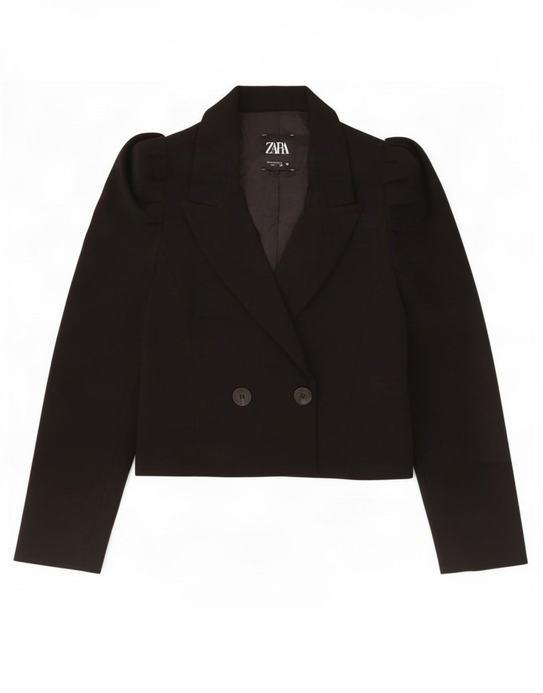 Zara Γυναικείο μπουφάν Bolero με διπλό στήθος UK 10 Small Black Polyester