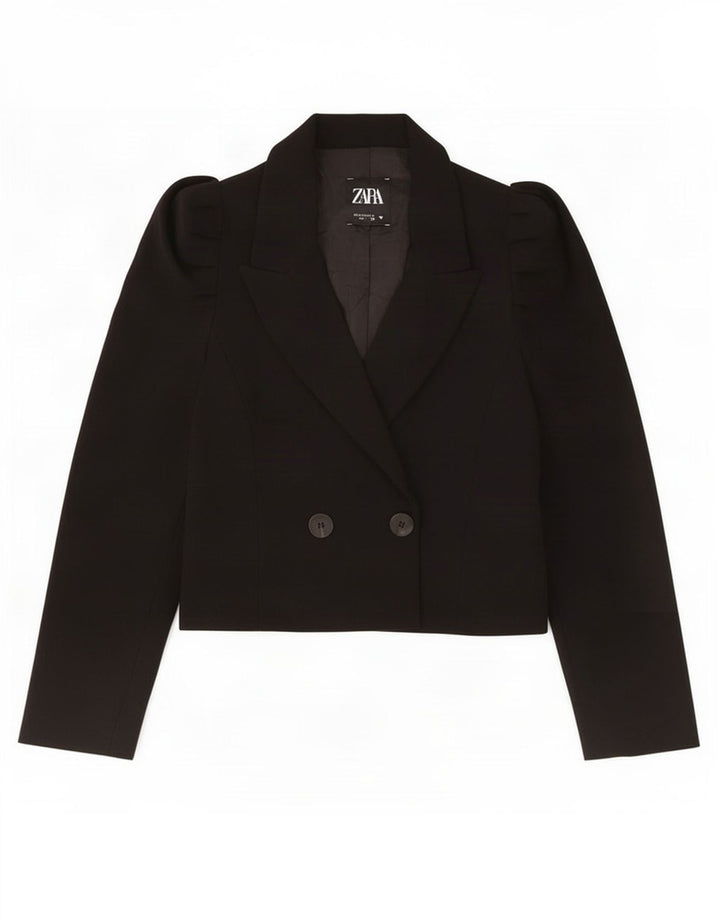 Zara Γυναικείο μπουφάν Bolero με διπλό στήθος UK 10 Small Black Polyester