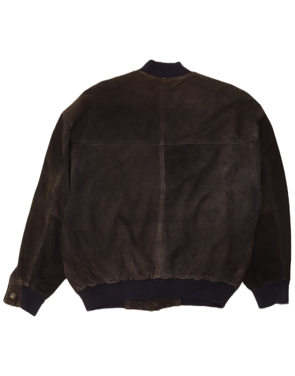 Vintage Ανδρικό Suede Bomber Jacket UK 42 XL Γκρι Δερμάτινο