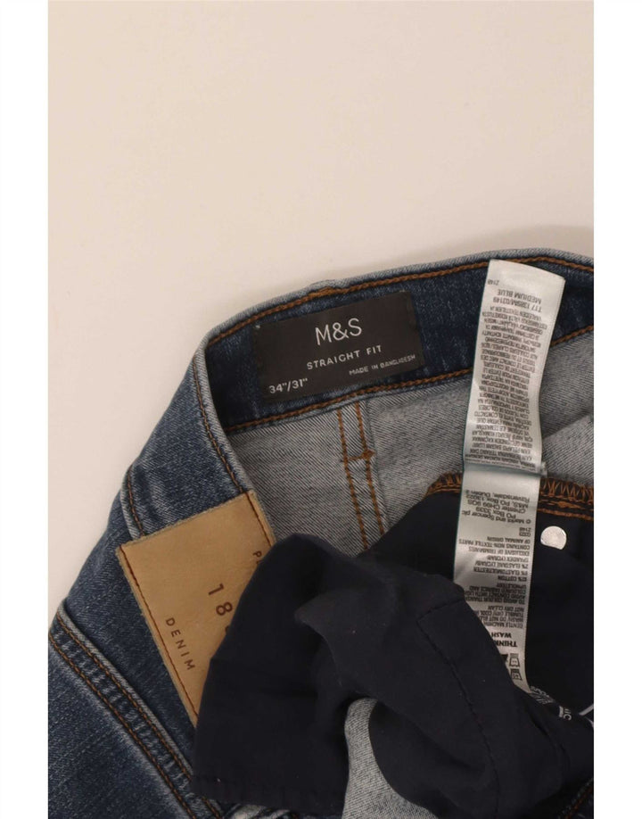 Ανδρικό τζιν ίσιο Marks & Spencer W34 L31 Μπλε βαμβακερό