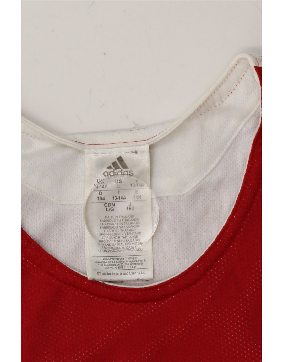 ADIDAS Boys Vest Top 13-14 Years Red Colourblock Polyester Vintage Adidas and Second-Hand Adidas from Messina Hembry 