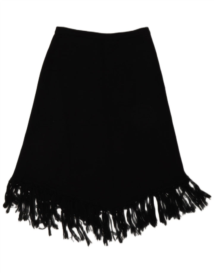 Max & Co. Γυναικεία ασύμμετρη πλεκτή φούστα σε γραμμή Α μεγάλη W34 μαύρο παρθένο μαλλί