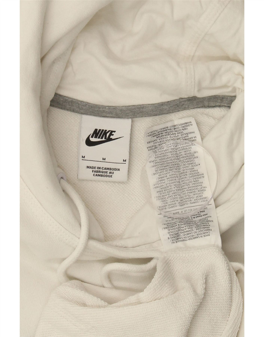 NIKE Mens Graphic Hoodie Jumper Medium White Cotton