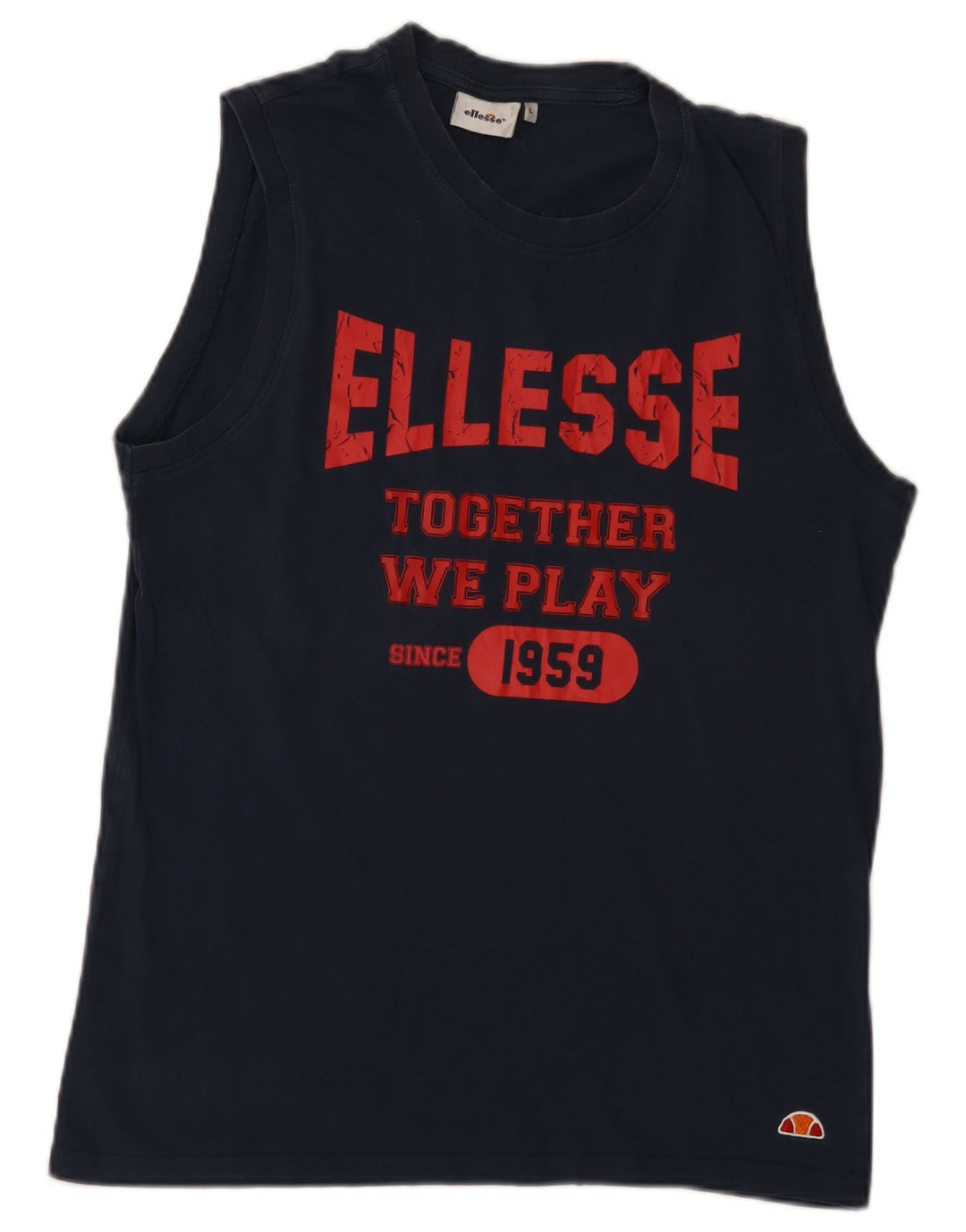 Γυναικείο Γραφικό Γιλέκο ELLESSE Top UK 16 Large Navy Blue από βαμβάκι