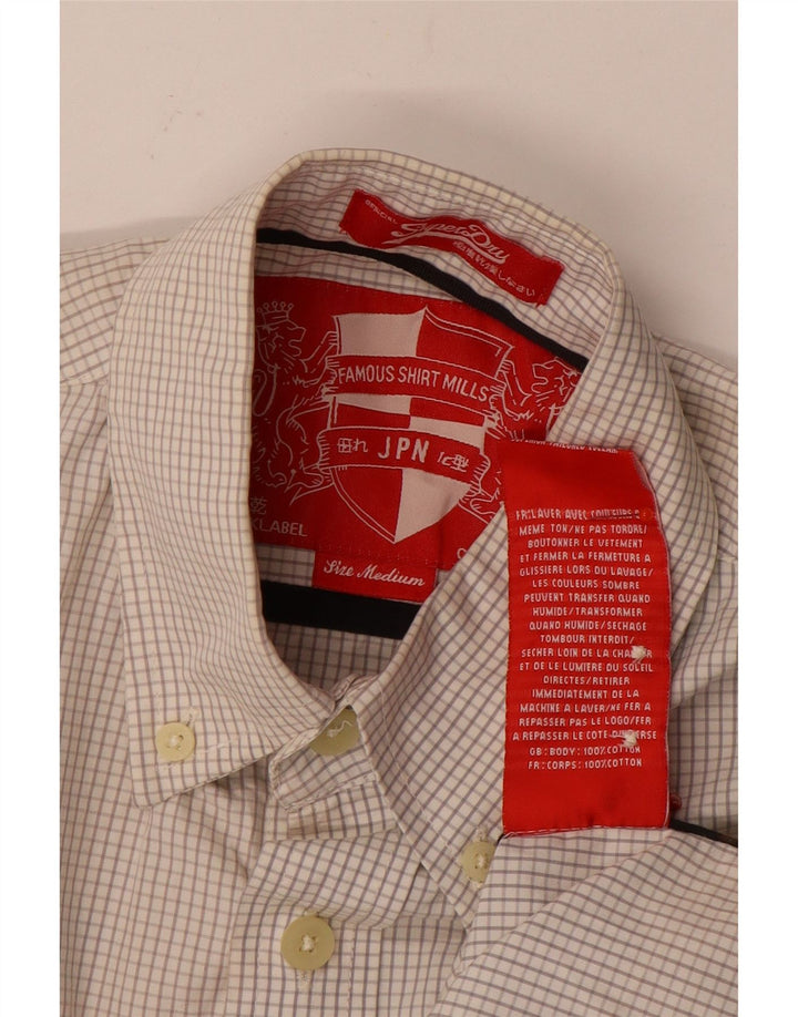 Ανδρικό κοντομάνικο πουκάμισο Superdry Βαμβακερό μεσαίο σε λευκό χρώμα