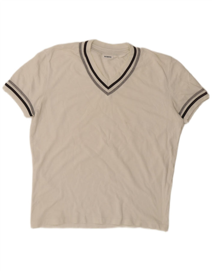 Ανδρικό T-Shirt Bikkembergs Top XL Λευκό ριγέ