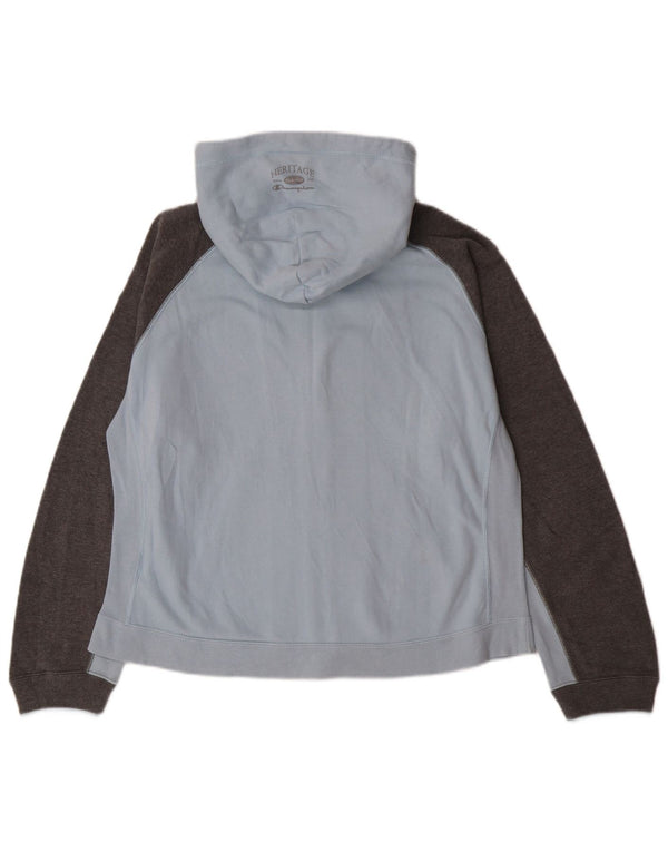 CHAMPION Γυναικείο πουλόβερ με κουκούλα με φερμουάρ UK 18 XL Μπλε χρώματος βαμβακερό