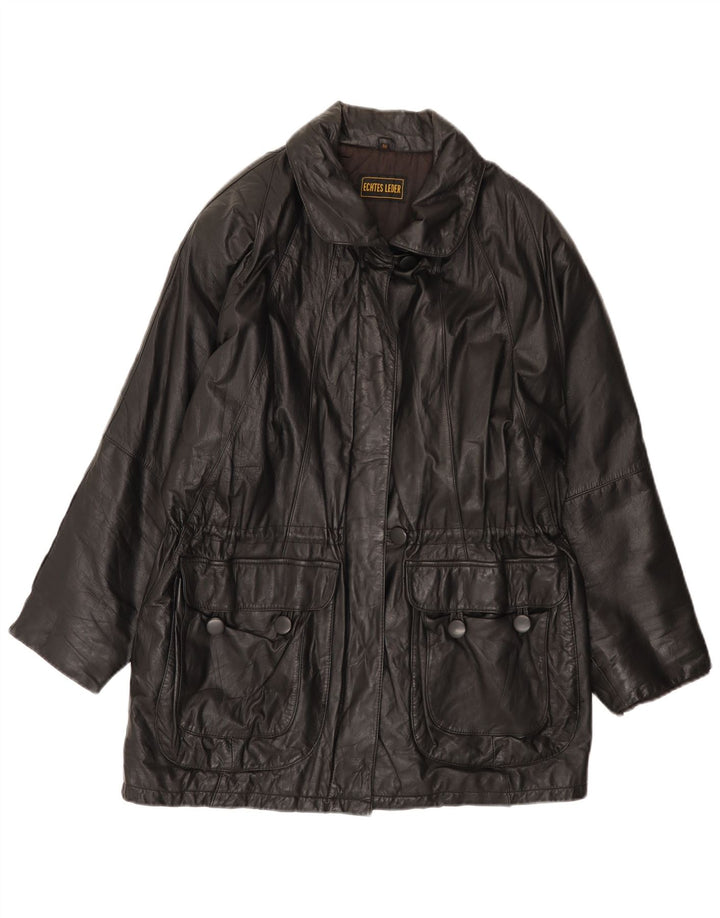 Vintage Γυναικείο Loose Fit Δερμάτινο παλτό EU 40 Medium Black Leather