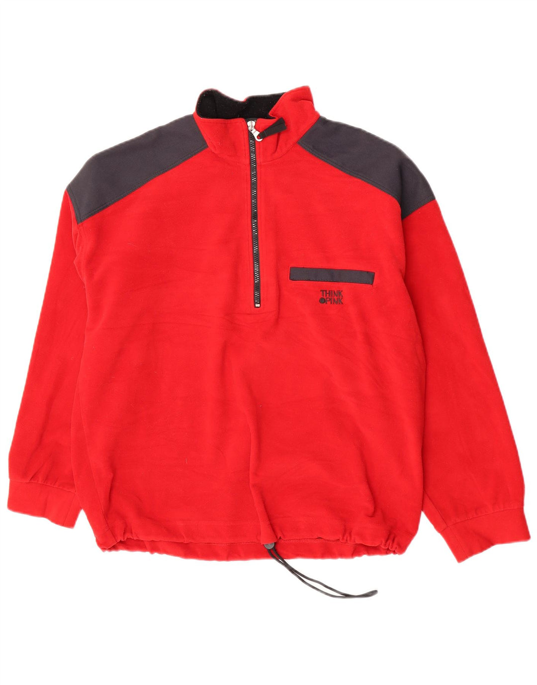 Think Pink Mens Zip Neck Fleece Jumper Μεγάλο κόκκινο χρώμα πολυεστέρας