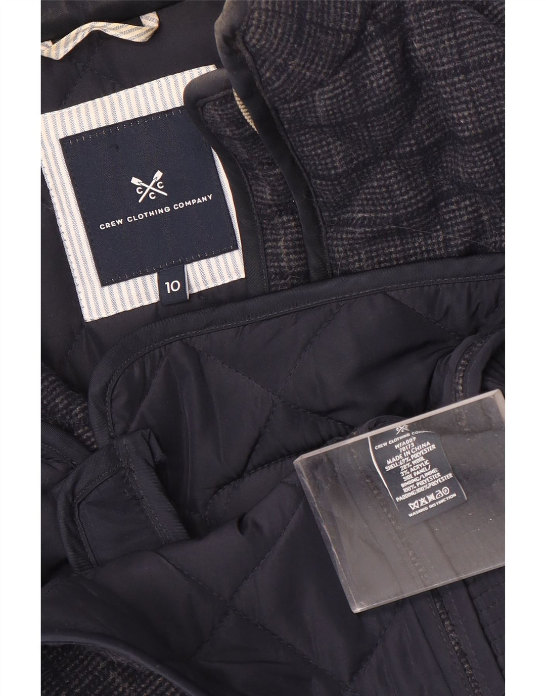 Crew Clothing Γυναικεία καπιτονέ Gilet UK 10 Small Navy Blue Check Polyester