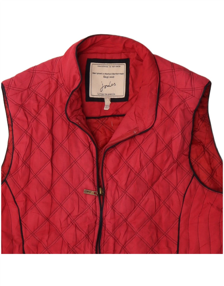 JOULES Γυναικείο Καπιτονέ Gilet UK 16 Μεγάλος Κόκκινος Πολυεστέρας