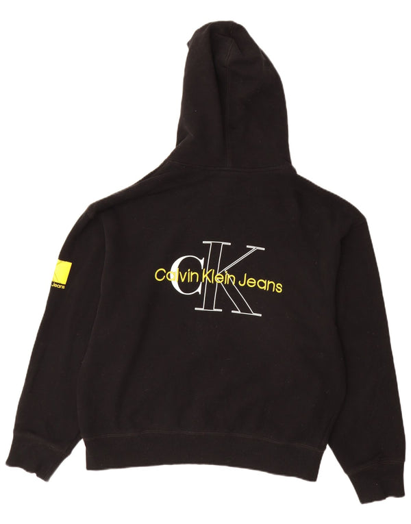 CALVIN KLEIN JEANS Ανδρικό γραφικό μπλουζάκι με κουκούλα, μεσαίο μαύρο βαμβακερό