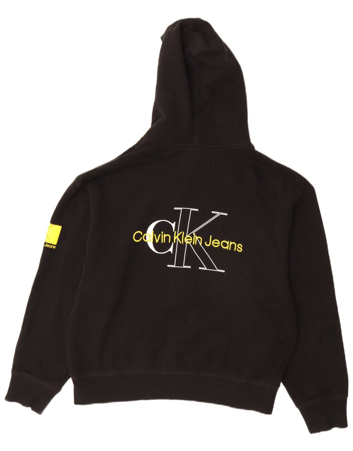 CALVIN KLEIN JEANS Ανδρικό γραφικό μπλουζάκι με κουκούλα, μεσαίο μαύρο βαμβακερό