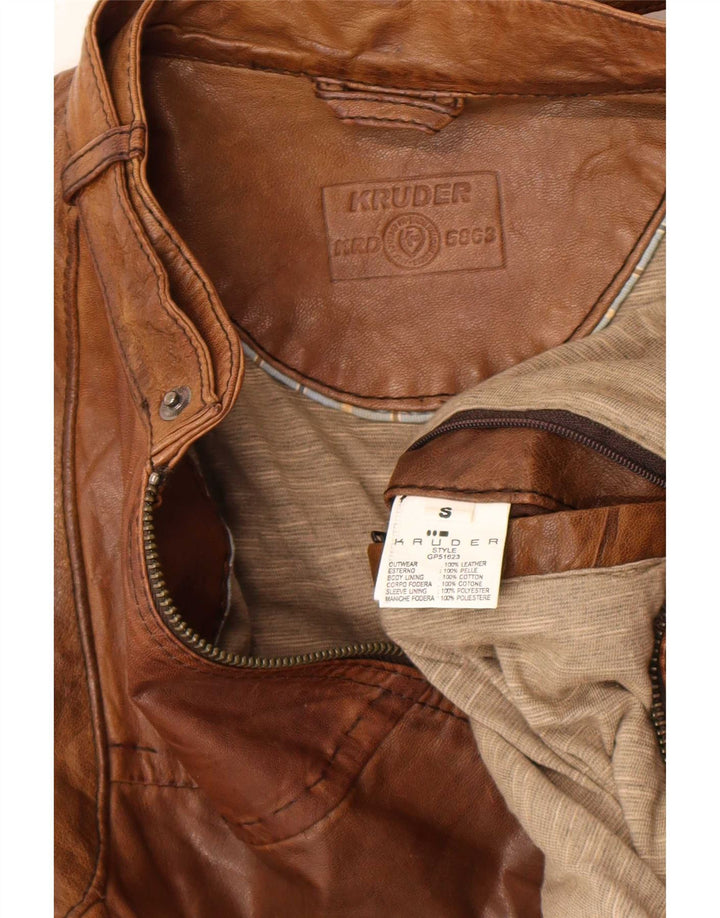 Kruder Ανδρικό Δερμάτινο Μπουφάν UK 36 Small Brown Δερμάτινο