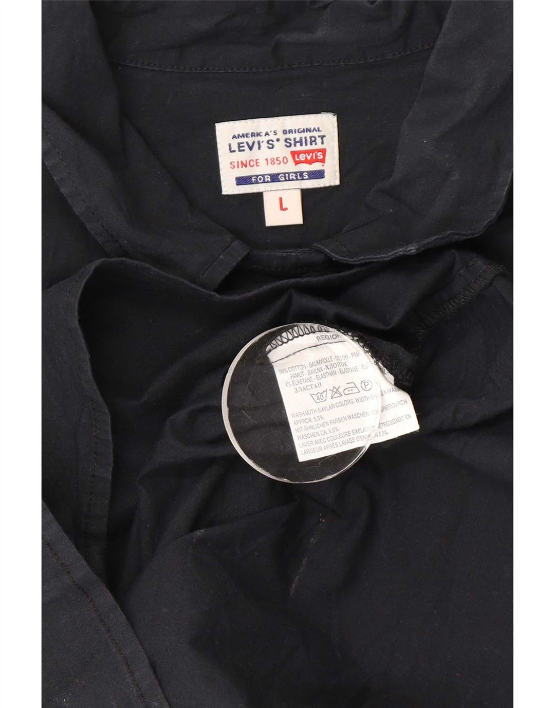 Levi's γυναικείο πουκάμισο 3/4 μανίκι UK 14 μεγάλο μαύρο βαμβακερό